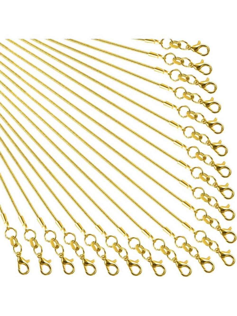 24 Pack Gold Snake Chain Necklaces with Lobster Clasps - DIY Jewelry Making